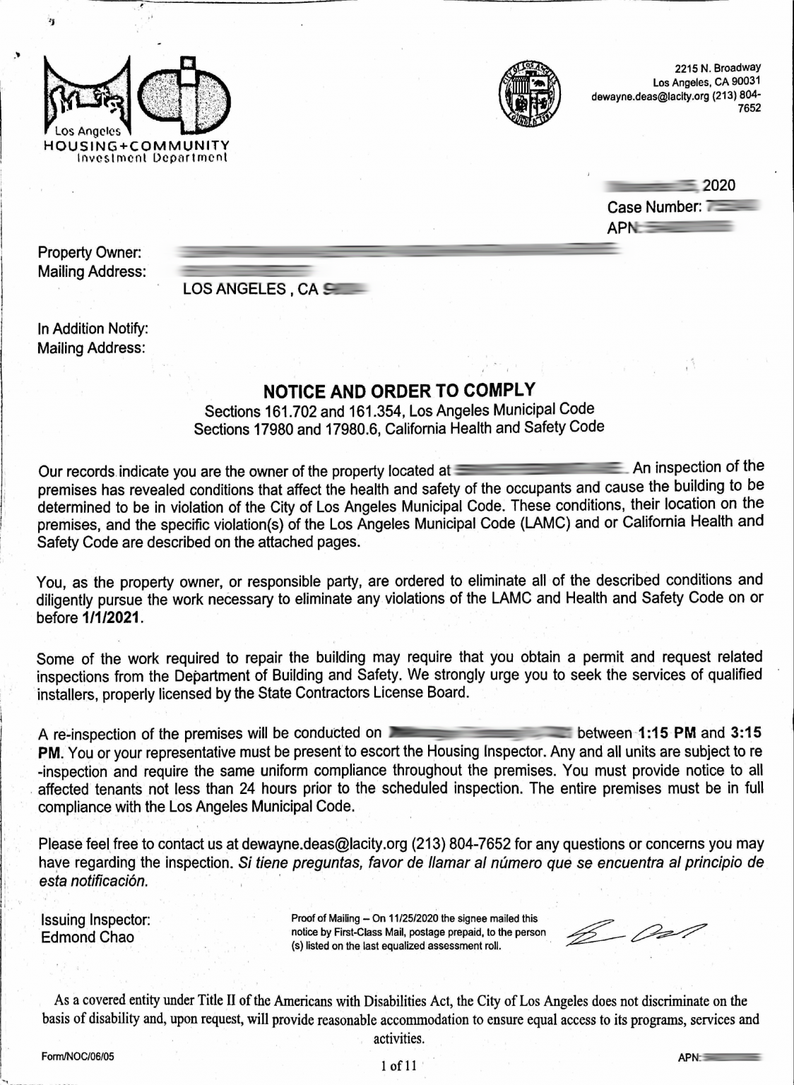 Resolve Notice of Code Violation Letter Respond & Inspection CCS Inc