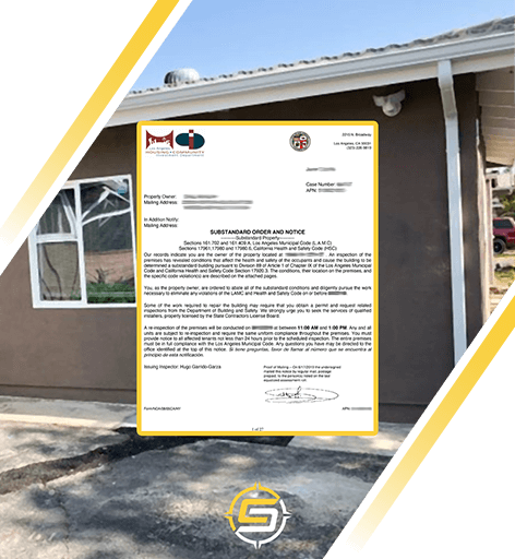 Substandard Order and Notice